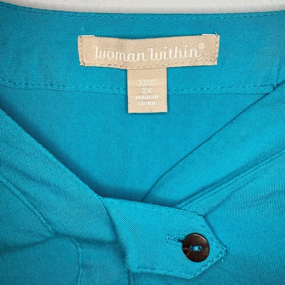 Woman Within Size 3X (30/32) Teal Tunic Blouse - Picture 4 of 4
